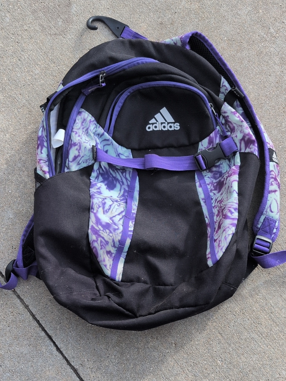 adidas Black and Purple Marble Accent Softball Backpack